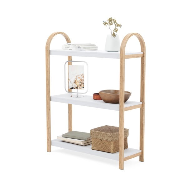 Valge naturaalne riiul eksootilisest puidust 72x90 cm Bellwood - Umbra-image-4