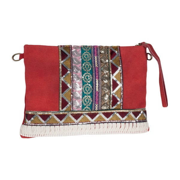 Béžovočervená kožená kabelka Tina Panicucci Hindu