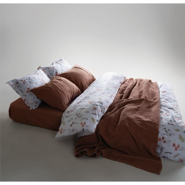 Valge Renforcé puuvillast pikendatud voodipesu kaheinimesevoodile 240x220 cm Floral Dance Autumn - Mila Home Luxury-image-1