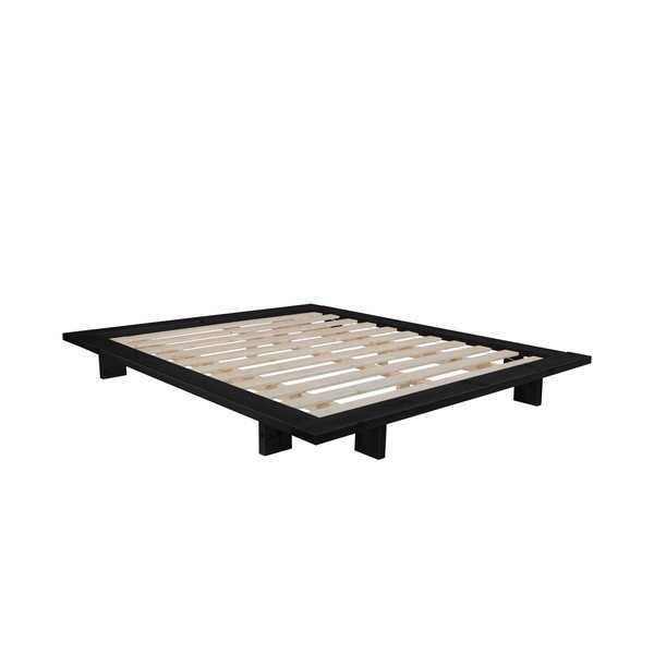 Dvoulůžková postel z borovicového dřeva s matrací Karup Design Japan Double Latex Black/Black, 160 x 200 cm-image-3
