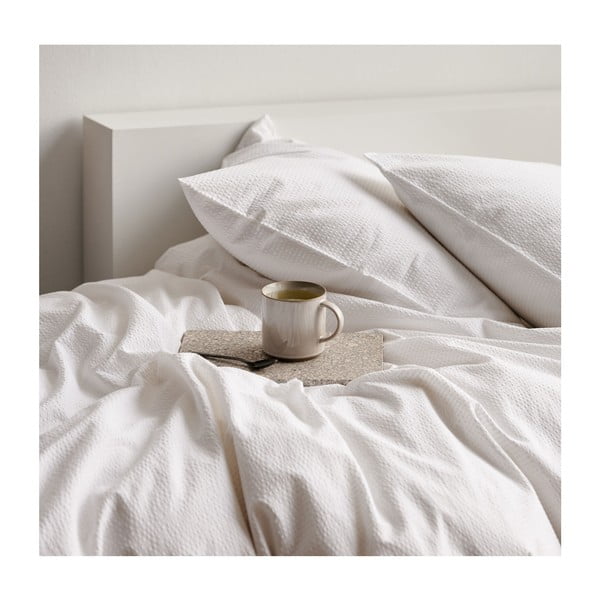 Valge orgaaniline puuvillane voodipesu 200x140 cm Wave Optical - Södahl-image-1