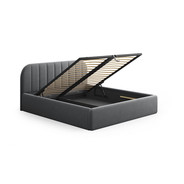 Hall polsterdatud kaheinimesevoodi, koos panipaiga ja restiga 180x200 cm Juno – Windsor & Co Sofas-image-4