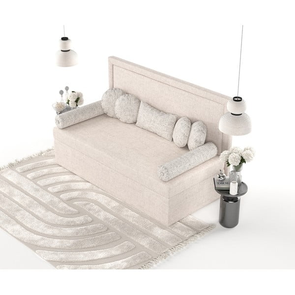 Beež polsterdatud üheinimesevoodi 100x200 cm Scala - Maison de Rêve-image-4