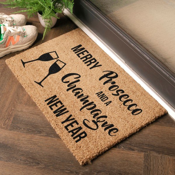 Jõulumotiiviga kookoskiududest matt 40x60cm Champagne New Year – Artsy Doormats-image-1