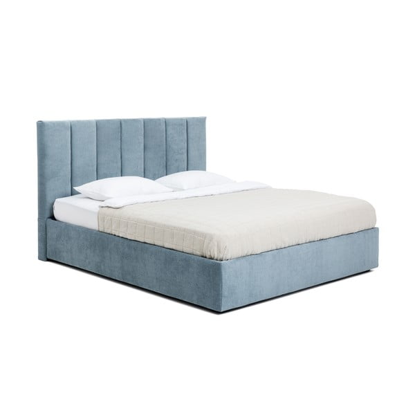 Sinine polsterdatud kaheinimesevoodi koos voodipõhja ja panipaigaga 160x200cm Thessa Bold Line - Bonami Selection