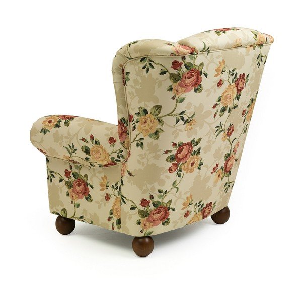 Béžové květované křeslo ušák Max Winzer Monarch Chenille-image-4