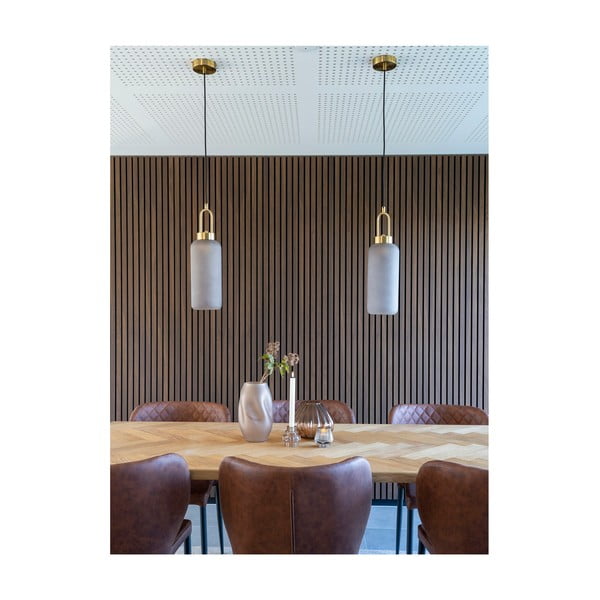 Kuldne rippvalgusti klaasist lambivarjuga ø 13 cm Luton - House Nordic-image-1