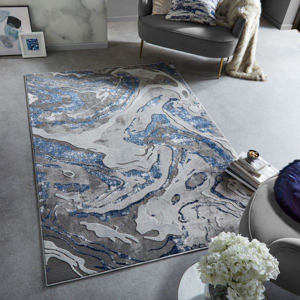 Sinine-hall vaip 80x150 cm Marbled - Flair Rugs-image-1