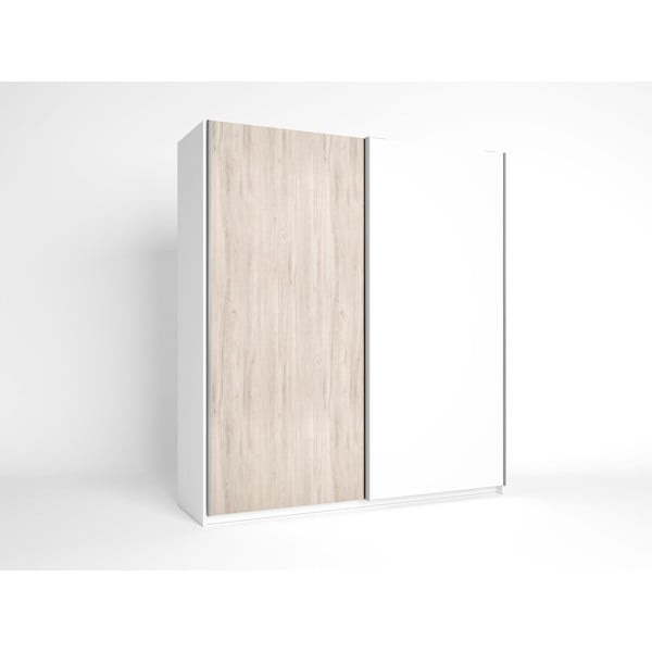 Valge tammepuidust garderoobikapp lükandustega 182x200 cm Sahara - Marckeric-image-2