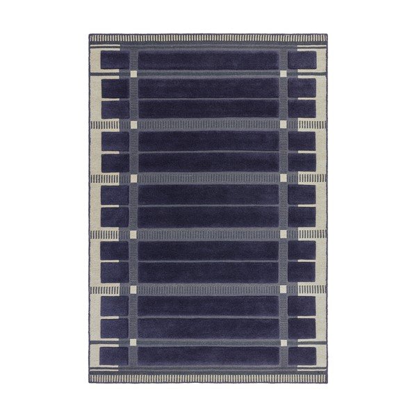 Tumesinine/beež käsitsi kootud villane vaip 120x170 cm - Asiatic Carpets