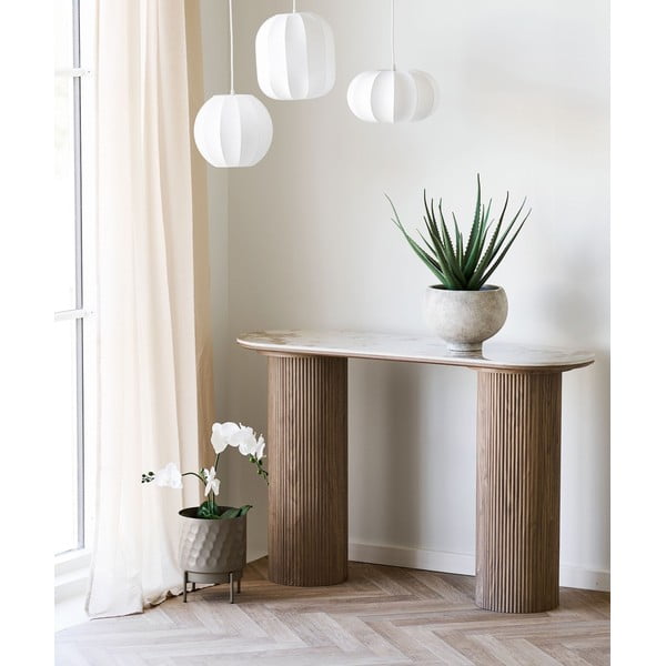 Beež konsoollaud marmorimustriga plaadiga 40x120 cm Athens – House Nordic-image-1
