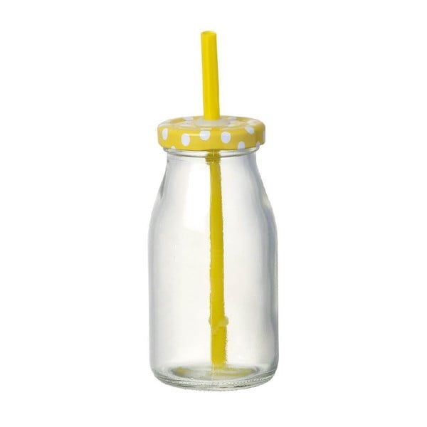 Skleněná lahev s brčkem Bottle Yellow