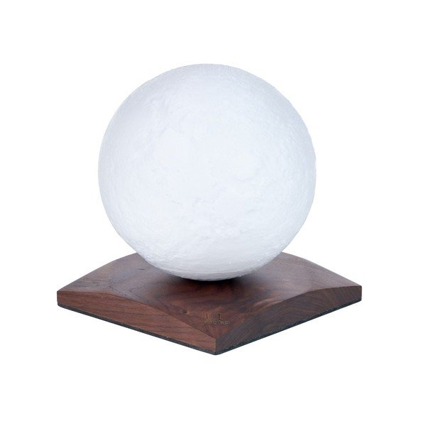 Tumepruun pähklipuidust LED laualamp (kõrgus 13 cm) Smart LunaSpin - Gingko