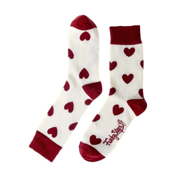 Červeno-bílé ponožky Funky Steps Love, velikost 35 – 39