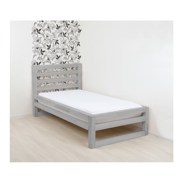 Šedá dřevěná jednolůžková postel Benlemi DeLuxe, 190 x 80 cm