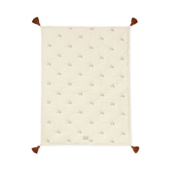 Punane/helekollane tepitud beebitekk orgaanilisest puuvillast 90x120 cm Bicycles - Cam Cam Copenhagen-image-3