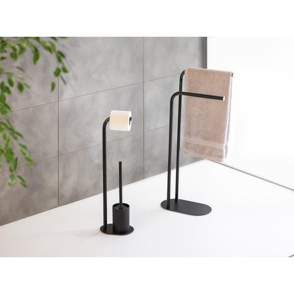Must terasest WC-paberi hoidik koos harjaga Levante - Wenko-image-4
