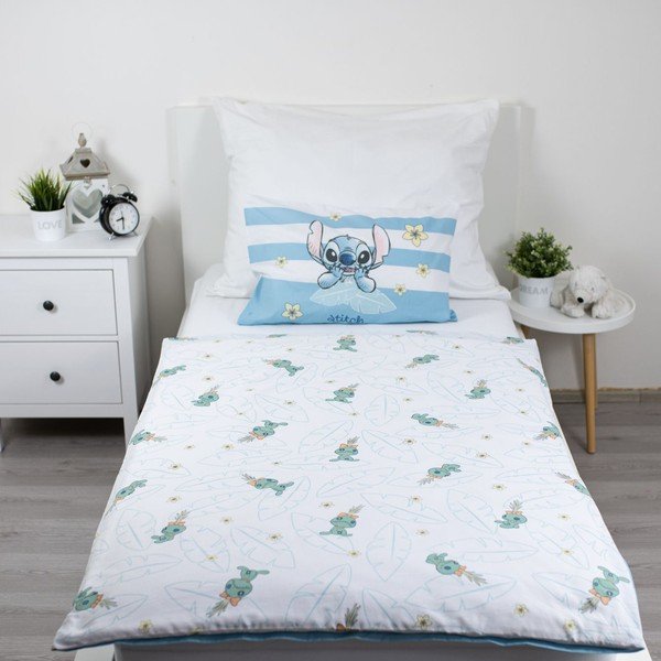 Helesinine puuvillane beebivoodipesu 100x135 cm Lilo & Stitch "Tropical Hugs" - Jerry Fabrics-image-3