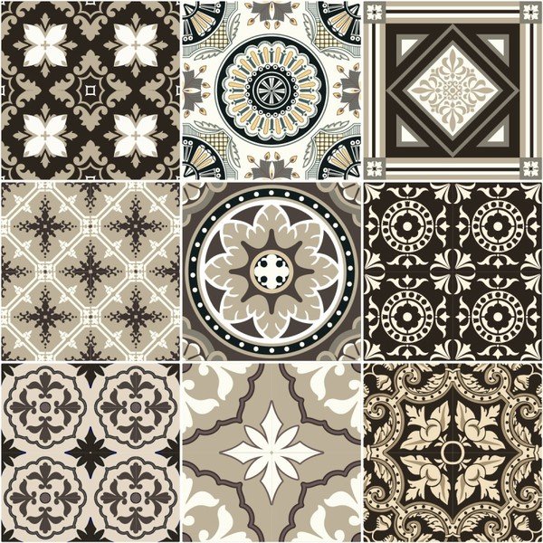 Sada 9 nástěnných samolepek Ambiance Wall Decal Tiles Azulejos Pompei, 20 x 20 cm-image-1