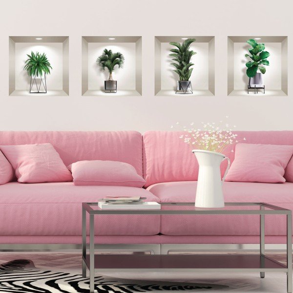 Komplekt 4 3D siseruumide taimede seinakleebistega - Ambiance-image-2