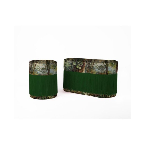 Troopilise motiiviga pouf sametkattega Sabana - Velvet Atelier-image-1