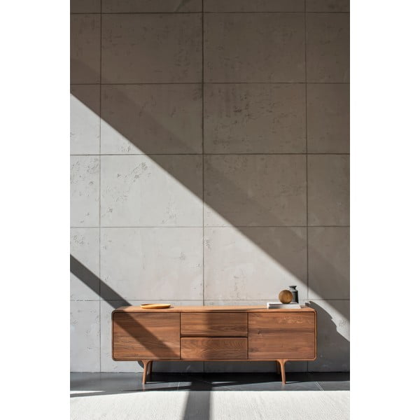 Pruun pähklipuidust telerilaud 180x65x45 cm Fawn - Gazzda-image-1