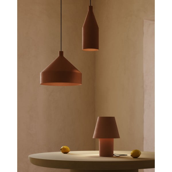 Terrakottapunane rippvalgusti metallist varjuga ø 15 cm Peralta - Kave Home-image-1