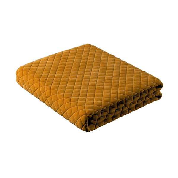 Kollane tikitud voodiplaat kaheinimesevoodile 170x210 cm Posh Velvet - Yellow Tipi