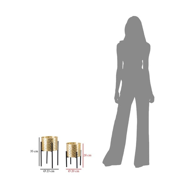 2 kuldse poti statiivi komplekt, kõrgus 38 cm Glissy - Mauro Ferretti-image-2