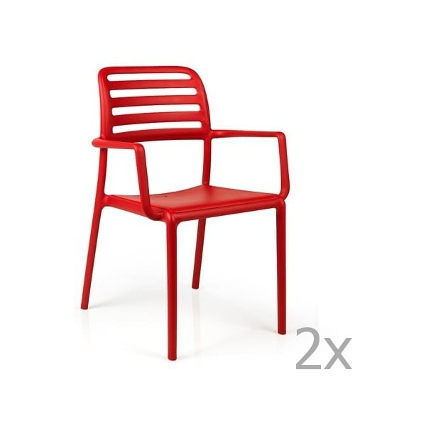 Sada 2 červených zahradních židlí Nardi Costa