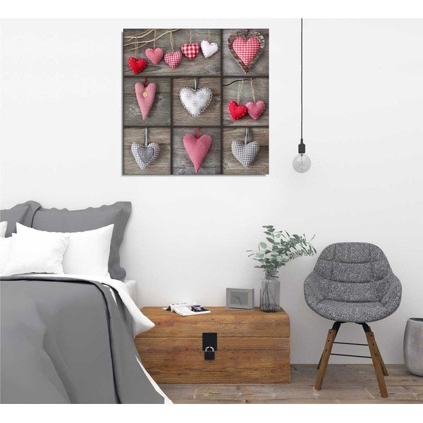 Nástěnný obraz na plátně Hearts, 45 x 45 cm-image-1