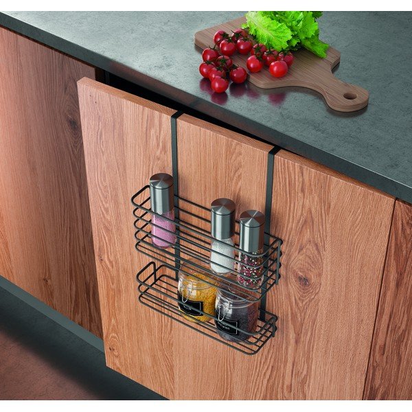 Mustast metallist rippuv köögiriiul Lava Double Galileo - Metaltex-image-2