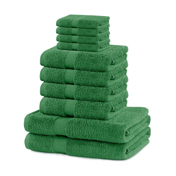 Rohelised froteest puuvillased käterätid ja saunalinad komplektis 10 tk Marina – Restilo