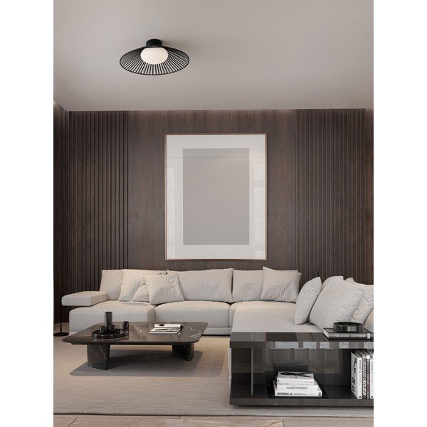 Matt must metallist LED-laevalgusti klaasist varjuga Brume - Nova Luce-image-1