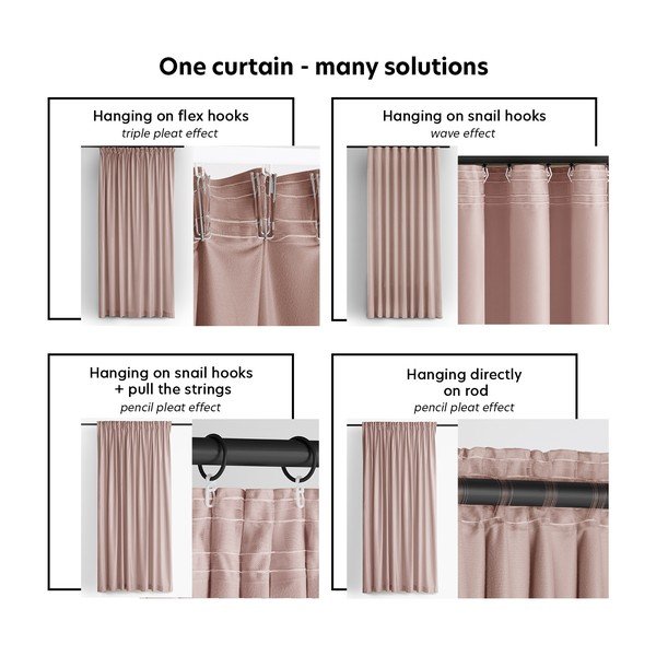 Heleroosa sametist pimendav kardin 530x225 cm Velto - Filumi-image-3