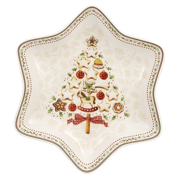Punasest ja valgest portselanist serveerimiskauss jõulutähega Villeroy & Boch Piparkoogiküla, 24,5 x 24,5 cm Tree - Villeroy&Boch-image-2