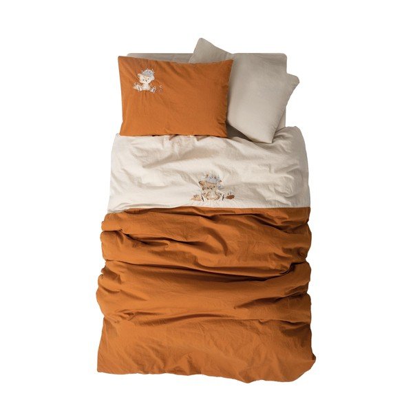 Oranž-beež puuvillane 4-osaline laste voodipesu 100x150 cm Clever - Mijolnir