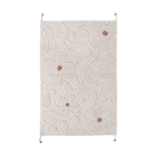 Kreem käsitsi kootud puuvillane pestav laste vaip 120x180 cm Gentle Flora - Nattiot