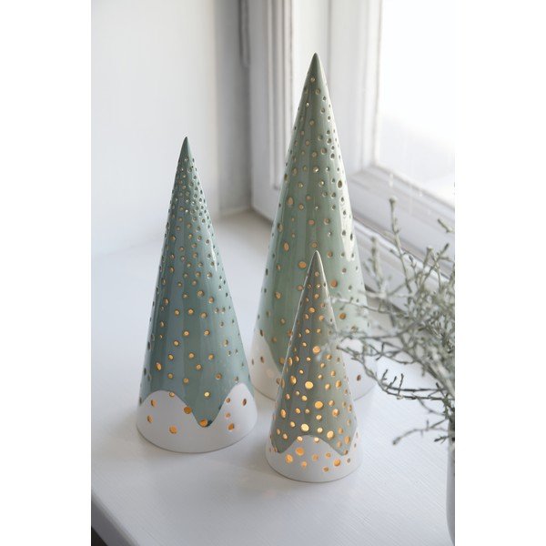 Türkiissinine jõuluküünlajalg, valmistatud luuportselanist , kõrgus 25,5 cm Nobili - Kähler Design-image-1