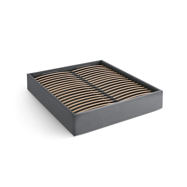 Hall polsterdatud kaheinimesevoodi panipaigaga/ilma peatsita, koos raamiga 180x200 cm Susan – Micadoni