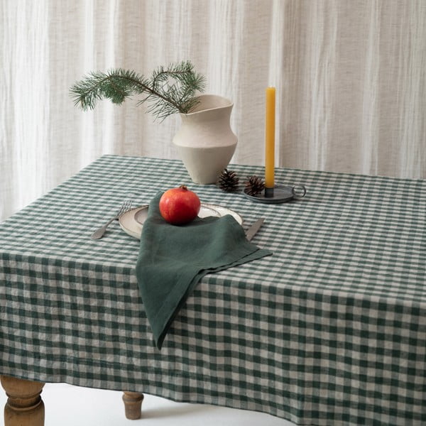 Linane laudlina 140x250 cm Forest Green Gingham - Linen Tales-image-4
