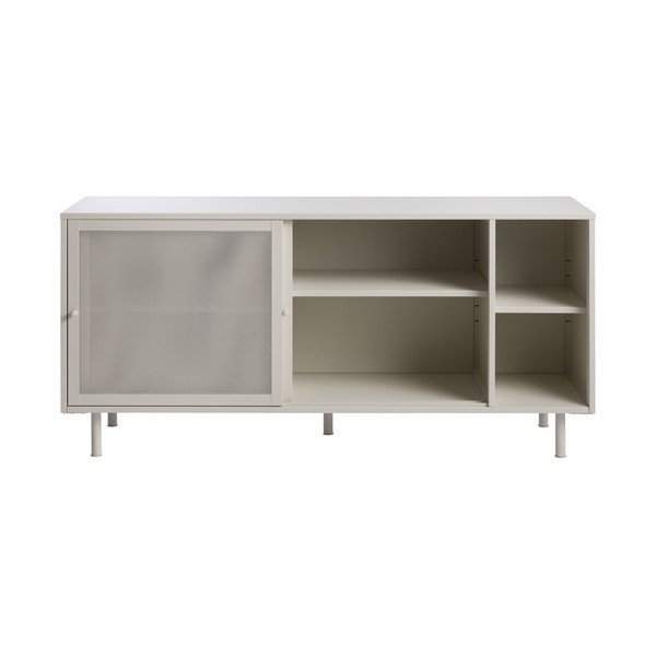Valge metallist lükandustega madal kummut 160x75 cm Veep - Unique Furniture-image-2