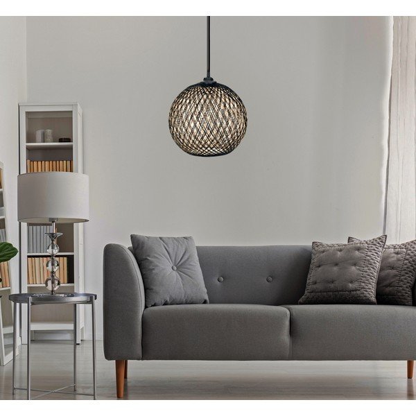 Must-tumepruun rippvalgusti džuudist varjuga ø 24 cm - Opviq lights-image-2