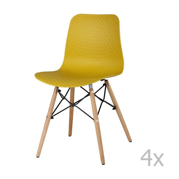 Sada 4 žlutých jídelních židlí sømcasa Tina