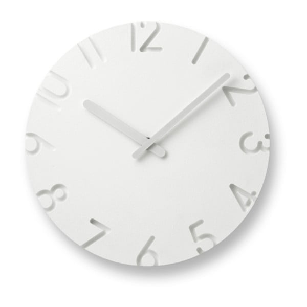 Bílé nástěnné hodiny Lemnos Clock Carved, ⌀ 24 cm