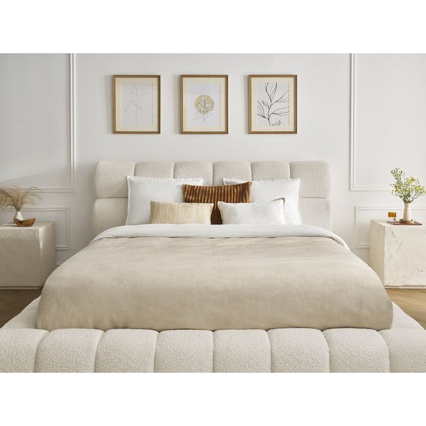 Beež polsterdatud kaheinimesevoodi koos panipaiga ja voodipõhjaga 160x200 cm Mont Blanc - Bobochic Paris-image-1