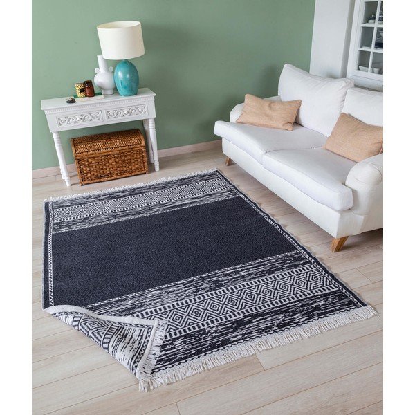 Must-valge puuvillane vaip , 120 x 180 cm Duo - Oyo home-image-2