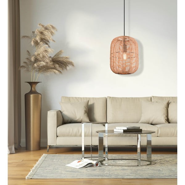 Helepruun rippvalgusti tekstiilist varjuga ø 35 cm Runa - Trio-image-3