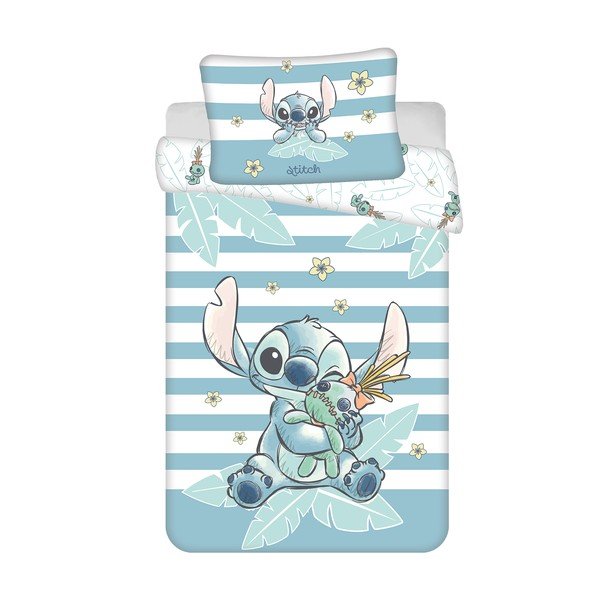 Helesinine puuvillane beebivoodipesu 100x135 cm Lilo & Stitch "Tropical Hugs" - Jerry Fabrics