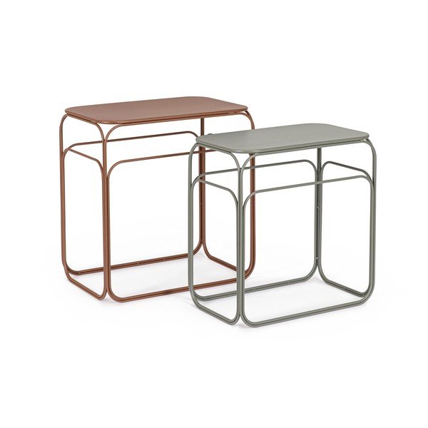 Hallid/terrakota värvi metallist konsoollauad, 2 tk komplektis, 36x56 cm Clarity - Bizzotto
